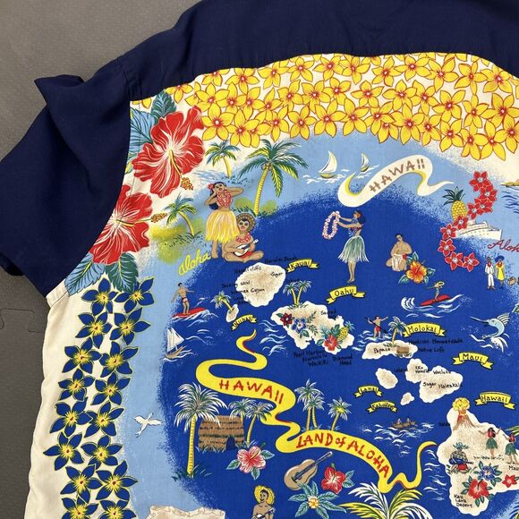 Tommy Hilfiger The Hawaiian Islands Shirt Mens XL Navy Blue Tropical Aloha FS - Picture 14 of 14